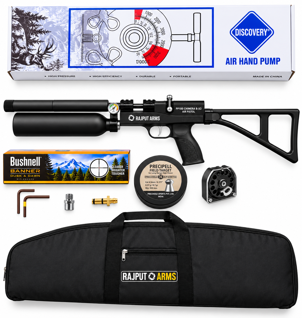 PRECIHOLE PP100 CHIMERA B-X3 BLACK AIR PISTOL COMBO SET